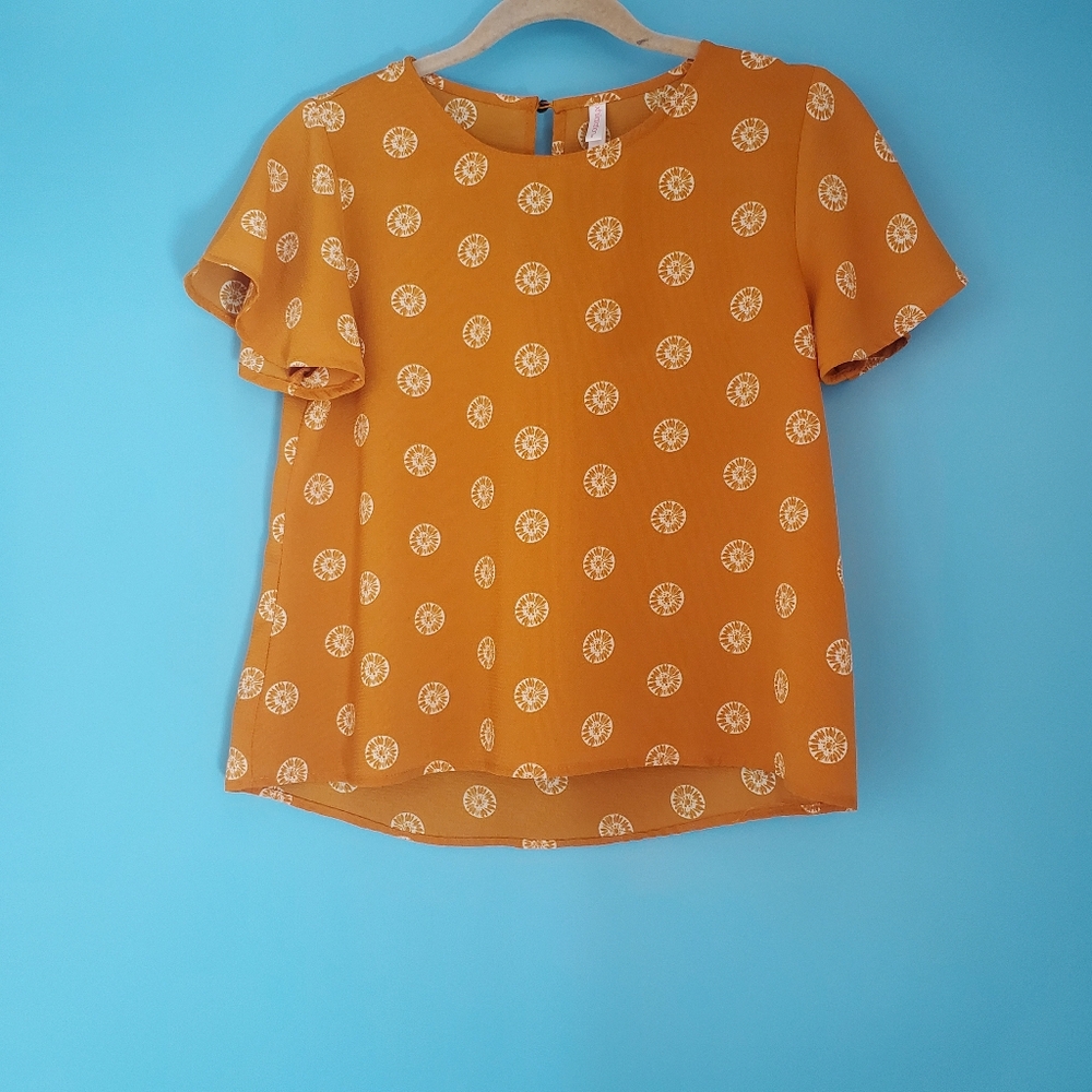 Xhilaration Mustard Yellow Blouse Size XS Short Sleeve